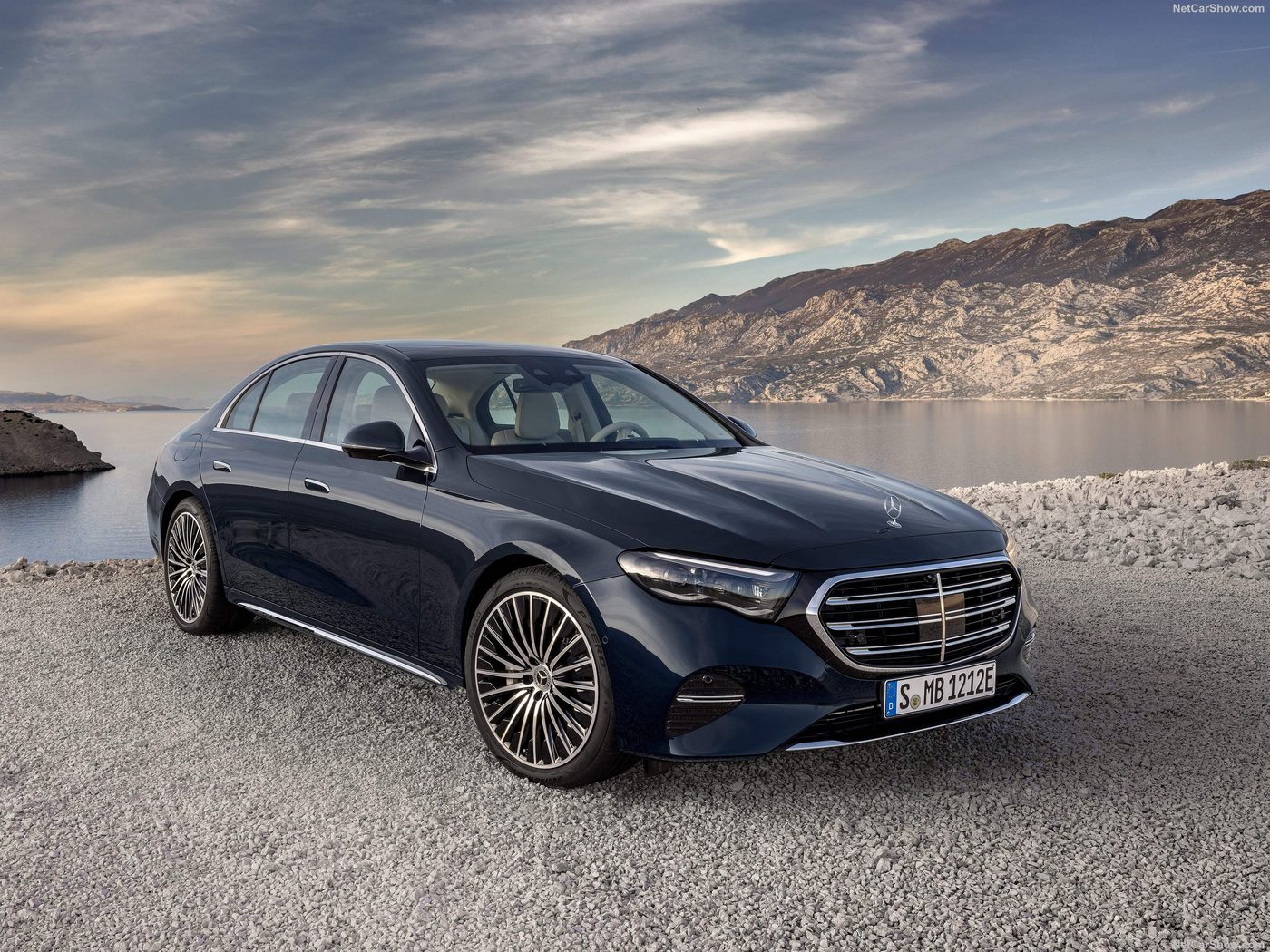 Mercedes-Benz E-Class W214 black exterior front three-quarter
